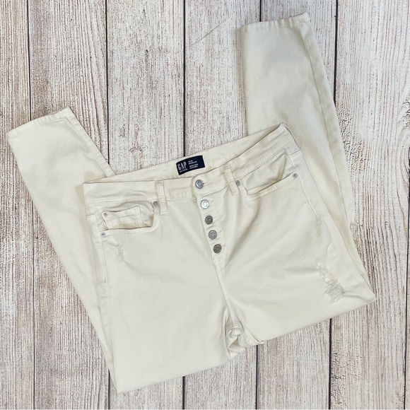 Gap High Rise Distressed Legging Jeans w/ Button Fly - Picture 4 of 10